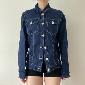 Zara denim jacket shirt with stitching detail
